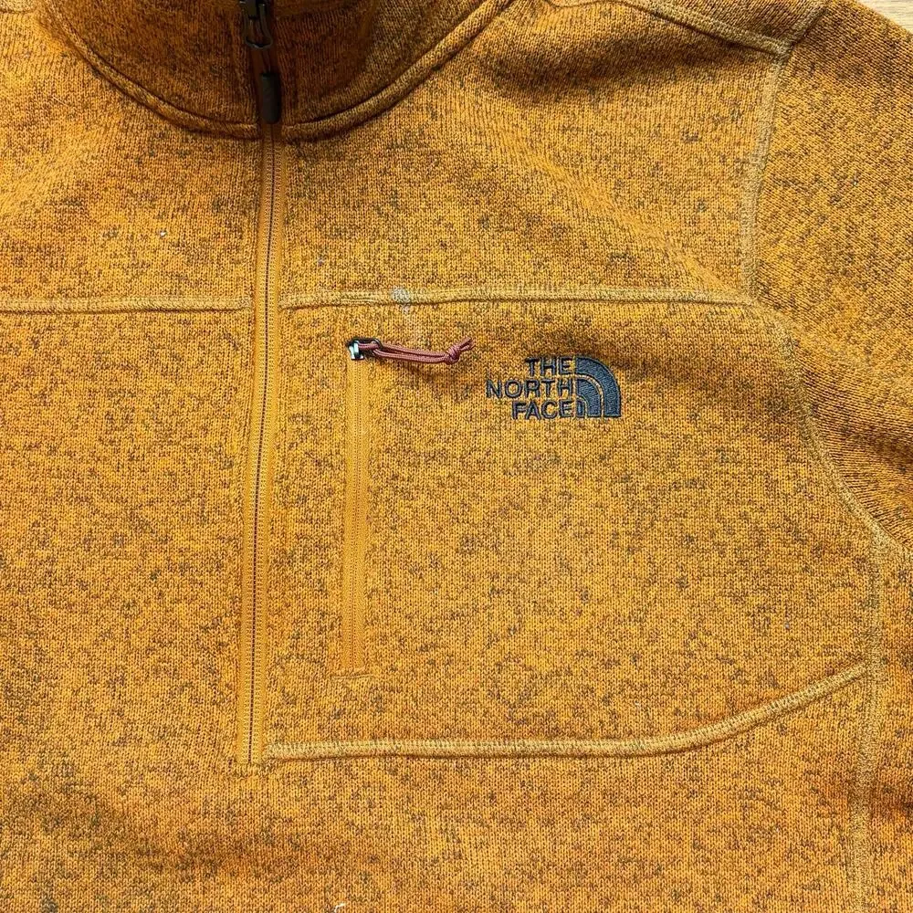 The North Face Sweater Knit 1/4 Zip Fleece Pullover Men’s Large Heather Orange
